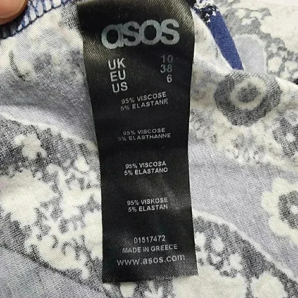 Asos printed Scoop Neck Long Sleeve Bodycon Midi Dress Size 6 - Picture 7 of 8